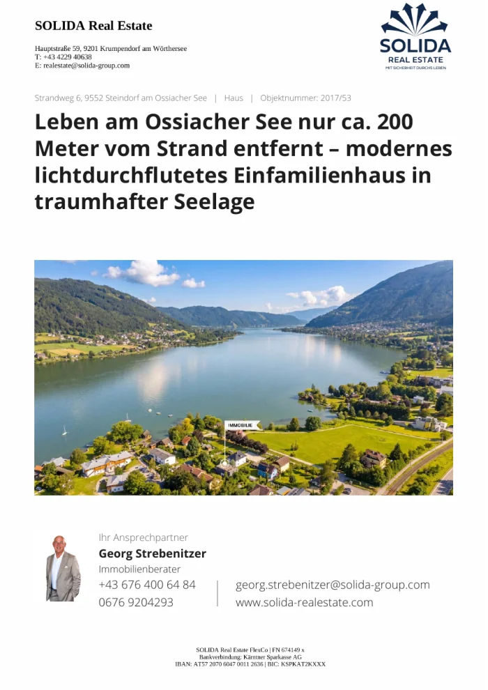 Titelseite des Exposés Seeblick-Haus am Ossiacher See