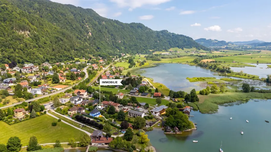 Seeufer bei Steindorf, Lage des Hauses markiert